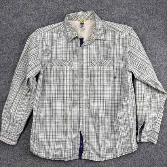 The North Face Other - The North Face Shirt Mens Large Beige Blue Plaid Button Front Long Sleeve